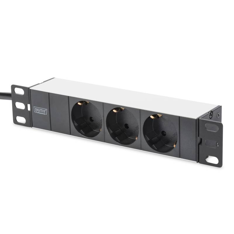 Digitus Proffesional DN-95411 Aluminum PDU, 10 rack mount, 3 safety outlets, 2 m 