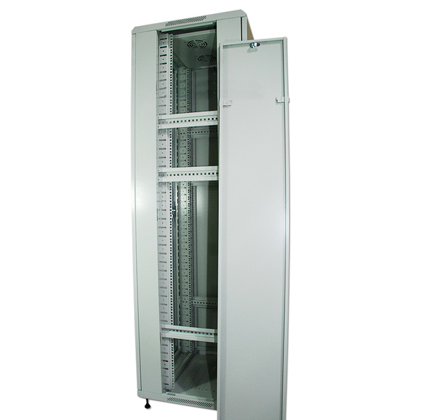 Rack cabinet Qbox 42U/19 600mm x 600mm with fan - light gray
